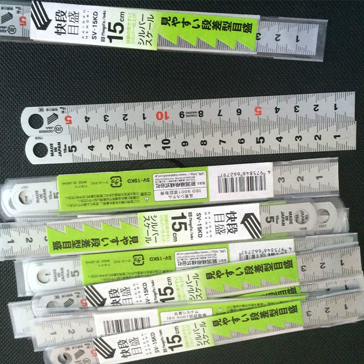 Thước lá inox mạ nhũ bạc 15cm vạch kaidan ...